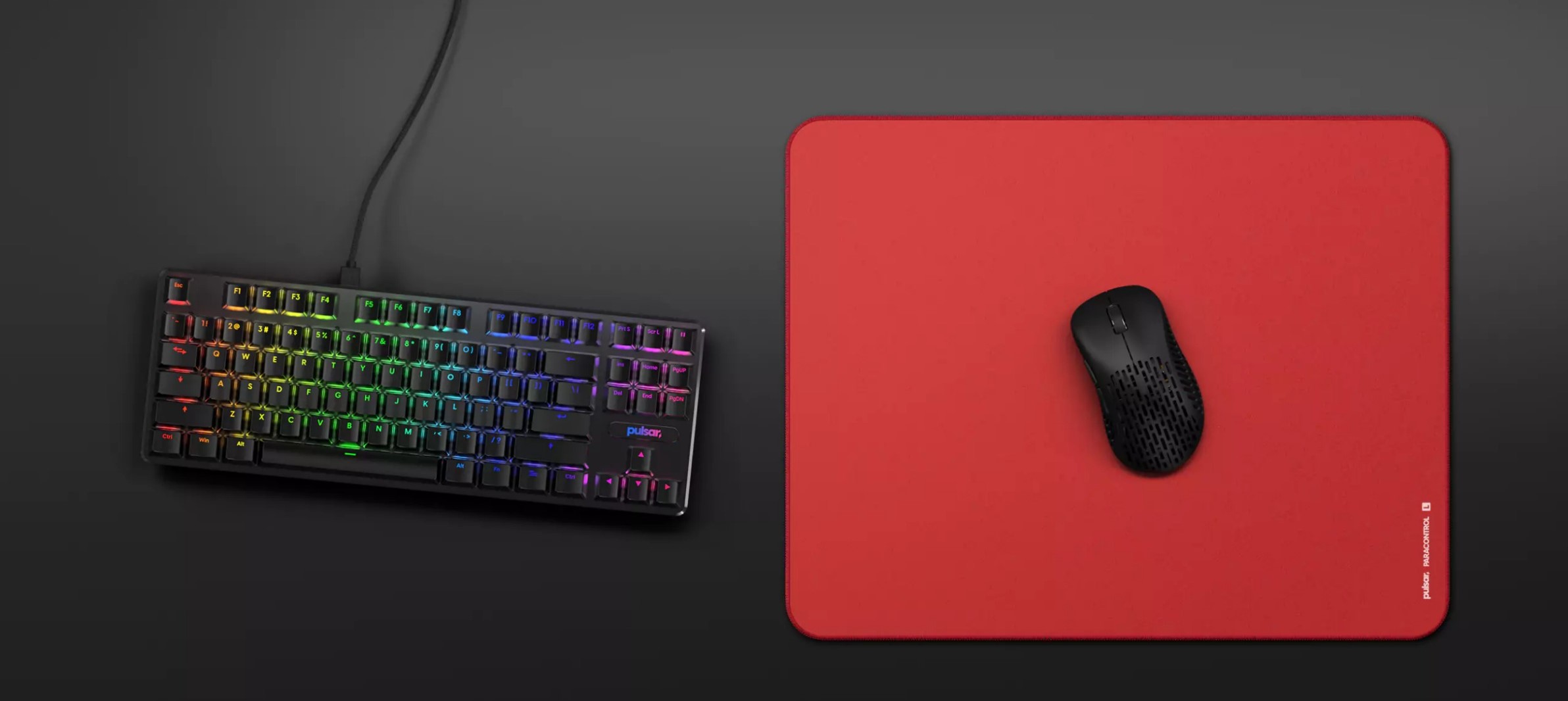 A large marketing image providing additional information about the product Pulsar Paracontrol V2 Mousemat XL - Red - Additional alt info not provided